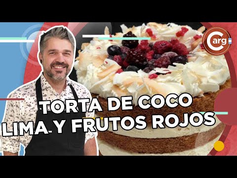 TORTA DE COCO, LIMA Y FRUTOS ROJOS