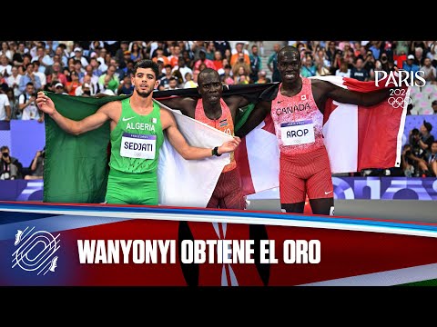 Emmanuel Wanyonyi de Kenia gana el oro en los 800 M Masculino en final de infarto