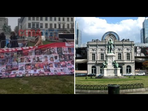 Activistas CUBANOS PROTESTAN frente a la sede del PARLAMENTO Europeo en Bruselas