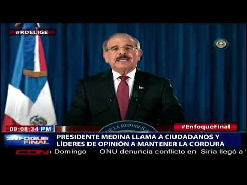 Presidente Medina lamenta suspensión de elecciones; hace llamado a la cordura