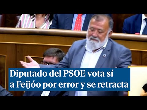 Un diputado del PSOE vota por error a favor de investir a Feijóo y se retracta