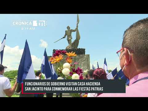 Funcionarios de Gobierno depositan ofrenda floral en la Hacienda San Jacinto - Nicaragua