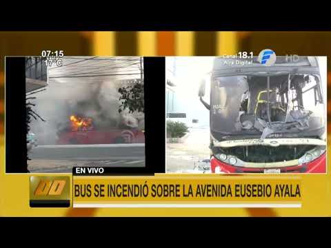 Bus se incendió sobre la avenida Eusebio Ayala