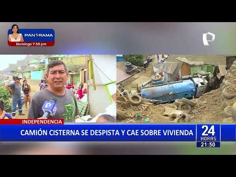 Independencia: cisterna que repartía agua se despista y cae sobre vivienda