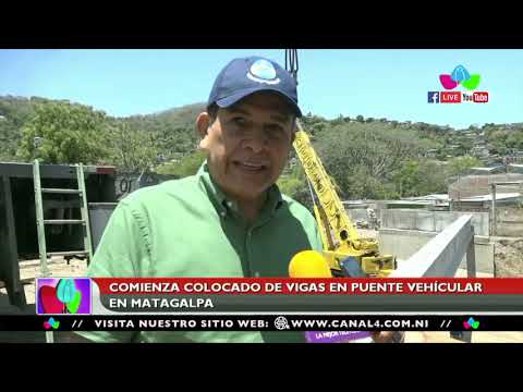 Comienzan colocado de vigas en puente vehicular en Matagalpa