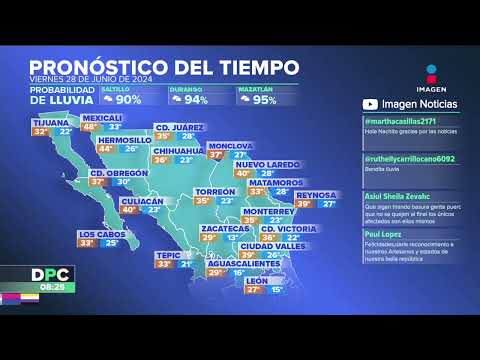 Pronóstico del tiempo | 28 de junio de 2024  | DPC con Nacho Lozano