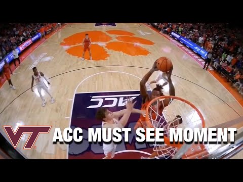 Acc Football Basketball 🏀 Virginia Tech's Justyn Mutts Tries To Rip Down The Rin | ACC Must See Moment