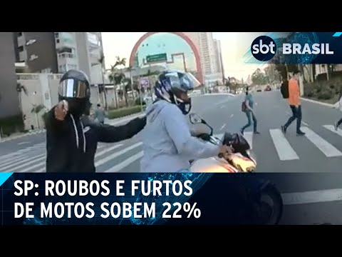 Roubos e furtos de motos crescem na região metropolitana de São Paulo | SBT Brasil (30/03/24)