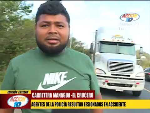 Carretera Managua- El Crucero: Agentes de la policía resultan lesionados en accidente