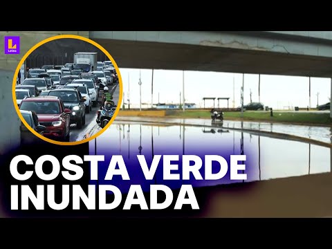 Chorrillos: Tramo de la Costa Verde se encuentra inundado y causa congestión de carros