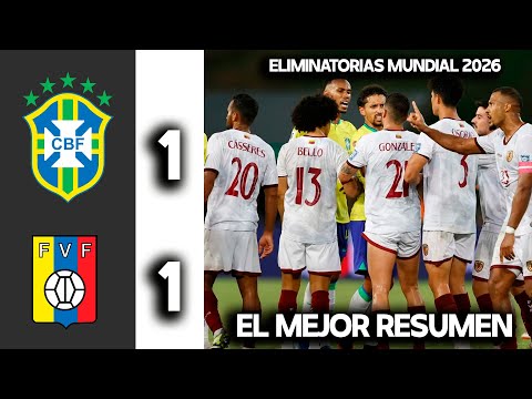 BRASIL 1 VENEZUELA 1. GOLAZO DE BELLO EN EL MIN 85 PARA LOGRAR UN EMPATE HISTÓRICO