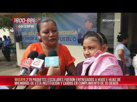 Gobierno de Nicaragua Entregan útiles escolares a  hijos de miembros de la PolicÍa Nacional