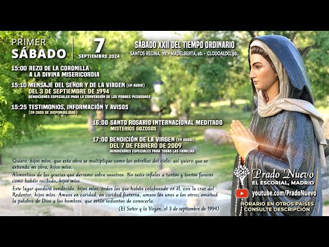 Primer Sábado 7 de Septiembre 2024:ROSARIO MEDITADO (Misterios Gozosos) en DIRECTO desde Prado Nuevo