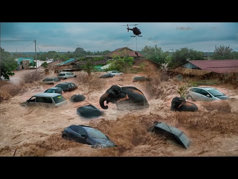 Thailand UNDERWATER! Roof-high water drowns cars, Animals & property in Chiang Mai