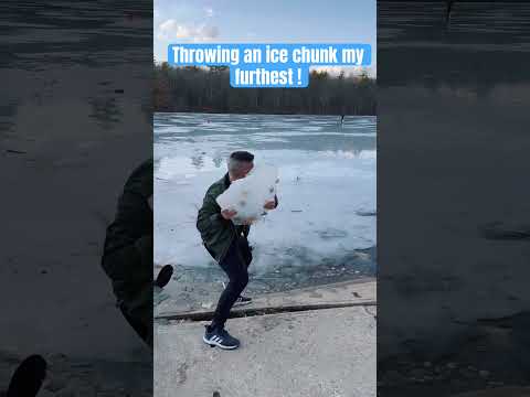 Throwing an ice chunk my furthest !! #trickshot