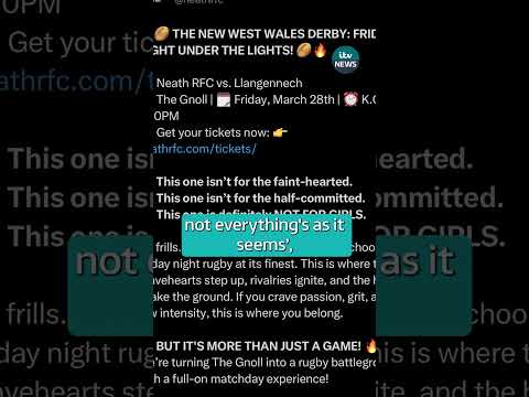 Neath RFC has come under fire for using the slogan “not for the girls”  #itvnews #rugby