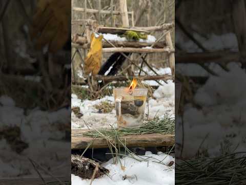 Светильник из стакана #survival #bushcraft #lifehacks