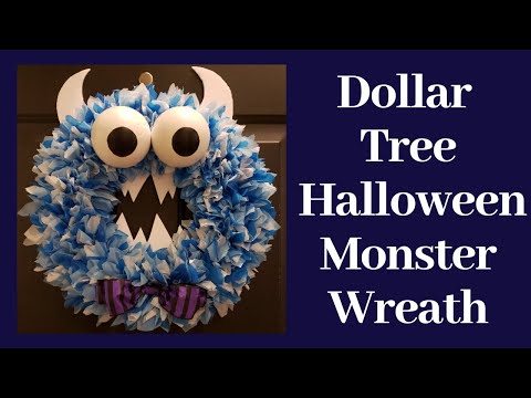 Dollar Tree Halloween Monster Wreath