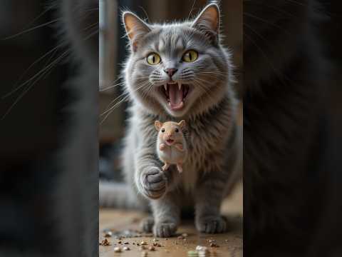 Mouse survived after cat attack