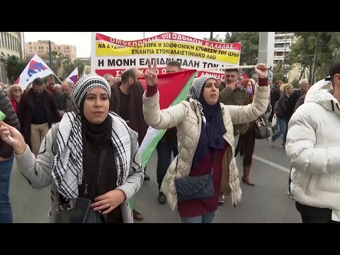 Thousands join protest march in Athens against Israeli military operations in Gaza
