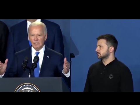 Joe Biden annonce par erreur le président Poutine au moment d'accueillir Volodymyr Zelensky.