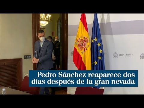 Pedro Sánchez reaparece dos días después de la gran nevada que ha bloqueado medio país