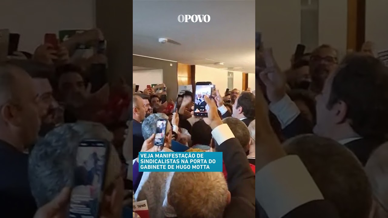 Veja o momento que sindicalistas entram na câmara e protestam no gabiente de Hugo Motta