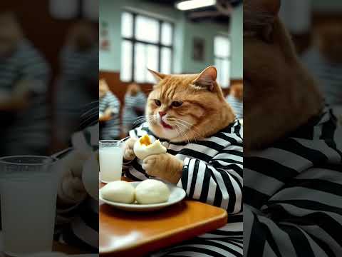 القط البرتقالي في ورطة داخل السجن... لن تصدق ما فعله هناك! 😹🚔 #funny #adventure #wildlife #cute