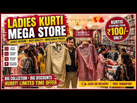Latest Cotton, Muslin & Designer Kurtis, Delhi Wholesale Market for Branded Kurtis, Stitched Suits