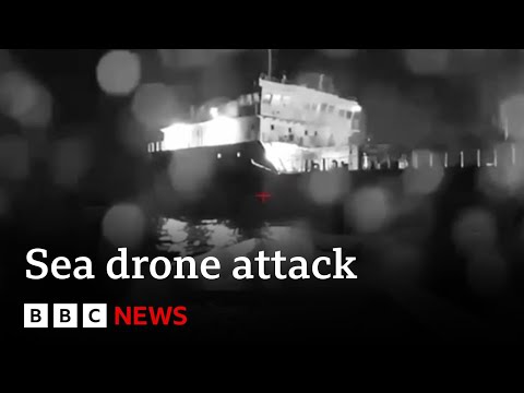 Russian tanker hit in attack near Crimea - BBC News