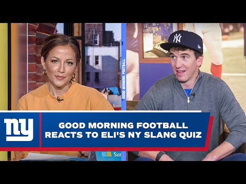 GMFB Crew Reacts to Eli Getting Quizzed on New York Slang on The Eli Manning Show video clip