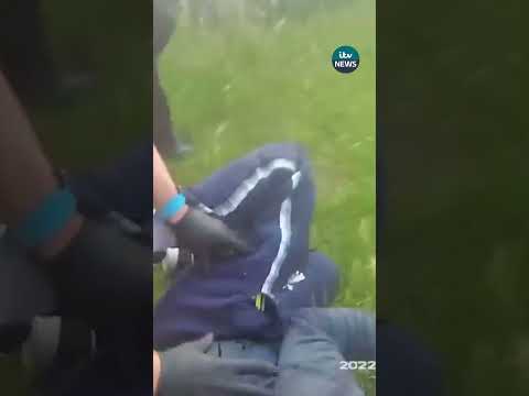 Moment woman is saved from knife-wielding ex-partner #basingstoke #uk #police