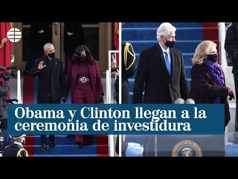 Expresidentes Clinton y Obama llegan a la ceremonia de investidura de Biden