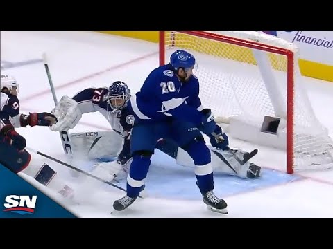 Blue Jackets Jet Greaves Makes Incredible Effort To Rob Lightnings Nick Paul On Breakaway Attempt