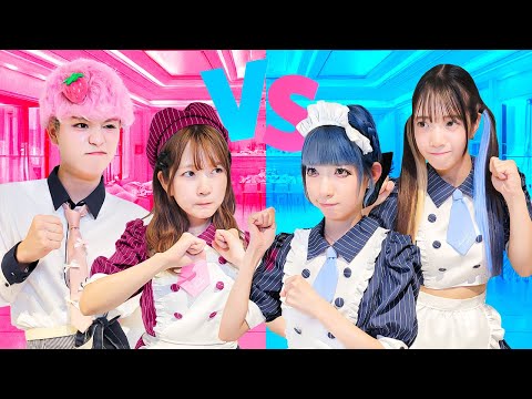 【対決】ピンクvsブルーお店屋さん作り対決やってみたら大接戦に！！！【ツリービレッジコラボ】