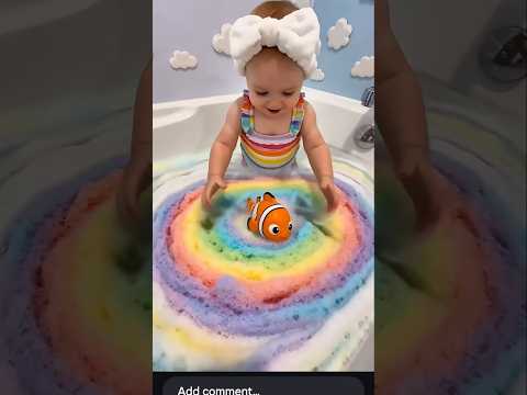 🌈 Rainbow Bath Magic with Cute Baby Girl! #shorts poster