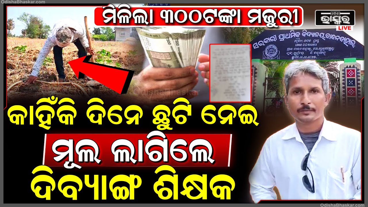 ଦିବ୍ୟାଙ୍ଗ ଶିକ୍ଷକଙ୍କ ଅଜବ ଦରଖାସ୍ତ... ଗୋଟିଏ ଦିନେ ଛୁଟି ନେଇ ମୂଲ ଲାଗିଲେ, ମିଳିଲା ୩୦୦ ଟଙ୍କ ମଜୁରୀ,