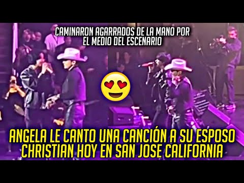 ANGELA AGARRO DE LA MANO A SU ESPOSO CHRISTIAN Y LE CANTO UNA CANCIÓN MIENTRAS CAMINABAN EN EL ESCE