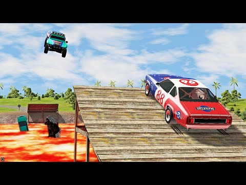 Cars vs Giant Lava River🔥 (BeamNG Drive Crashes)