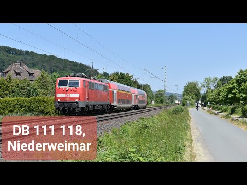 4K | DB Regio 111 118 arriveert met Dosto's en tyfoon in Niederweimar als RB 41 naar Gießen!