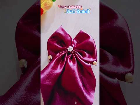 Diy Easy bow hairclip🎀just 2minit 😱💝 #hairaccessories#handmade#shortfeed#shortviral#diycraft#how#🎀💖