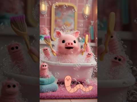 Pinku and Wormies 🐷 🐛🧼🫧 #viralshorts