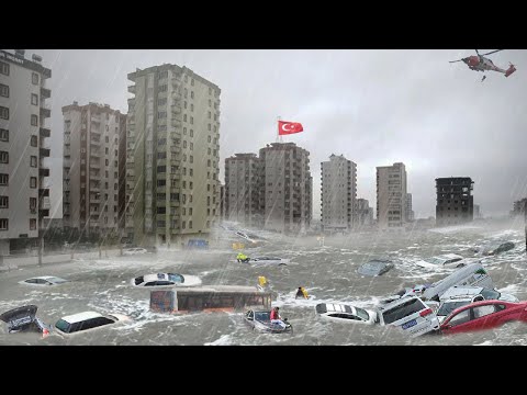Turkey Is Sinking! Chaos and Submerged streets due to heavy rain, Storm, floods in gaziantep, turkey