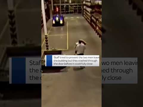 Thieves crash through warehouse door in dramatic escape