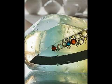 宝石のガラスナイフで鉱石をスライスする瞬間|Glass Knife Cuts Gemstone ASMR