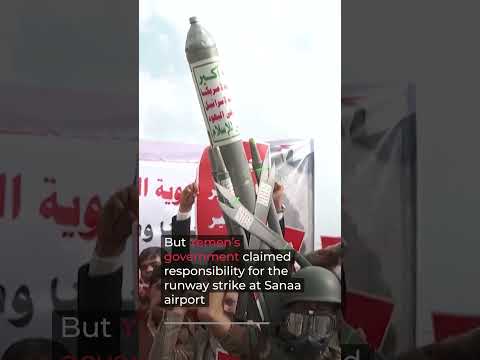 Houthi supporters rally in Sanaa against ‘Saudi-led blockade | AJ #shorts