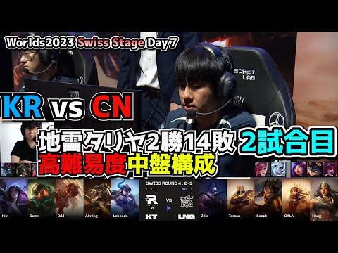 [必見シリーズ] 2勝14敗のタリヤ使いBDD - KT vs LNG 2試合目 - 世界大会本戦Swiss Stage Day7 実況解説