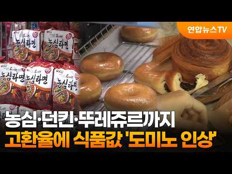 농심·던킨·뚜레쥬르까지…고환율에 식품값 '도미노 인상' / 연합뉴스TV (YonhapnewsTV)