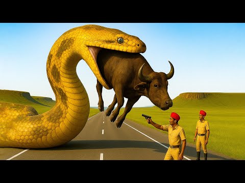Brave Rescue Team Saves a Lonely Cow Trapped in a Deadly Giant Python Attack