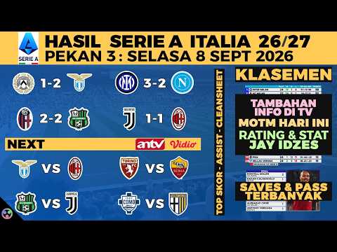 HASIL LIGA ITALIA 2026 TADI MALAM - UDINESE VS LAZIO 1-2, SASSUOLO, JUVE, SERIE A KLASEMEN, JADWAL